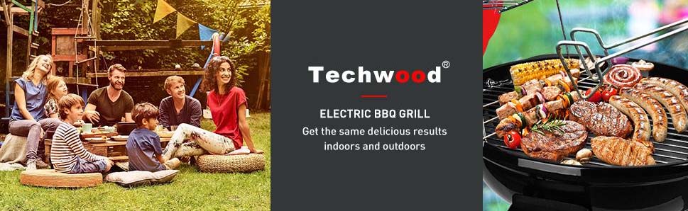 Electric BBQ Grill Techwood 15-Serving Indoor Outdoor Electric Grill Details